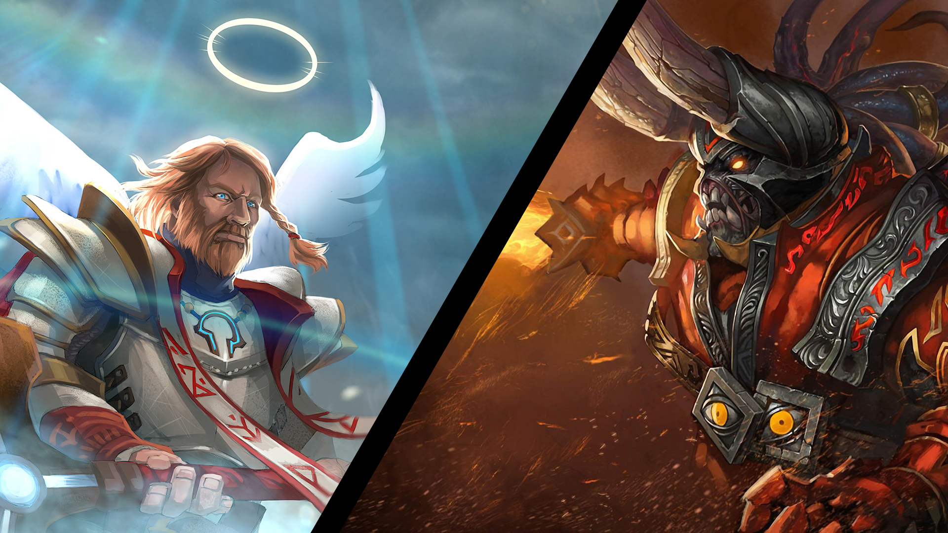 Заглавный арт Angel Arena Reborn: светлый герой-ангел против тёмного воина
