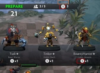 Фаза подготовки в Dota Auto Chess: золото и стоимость героев