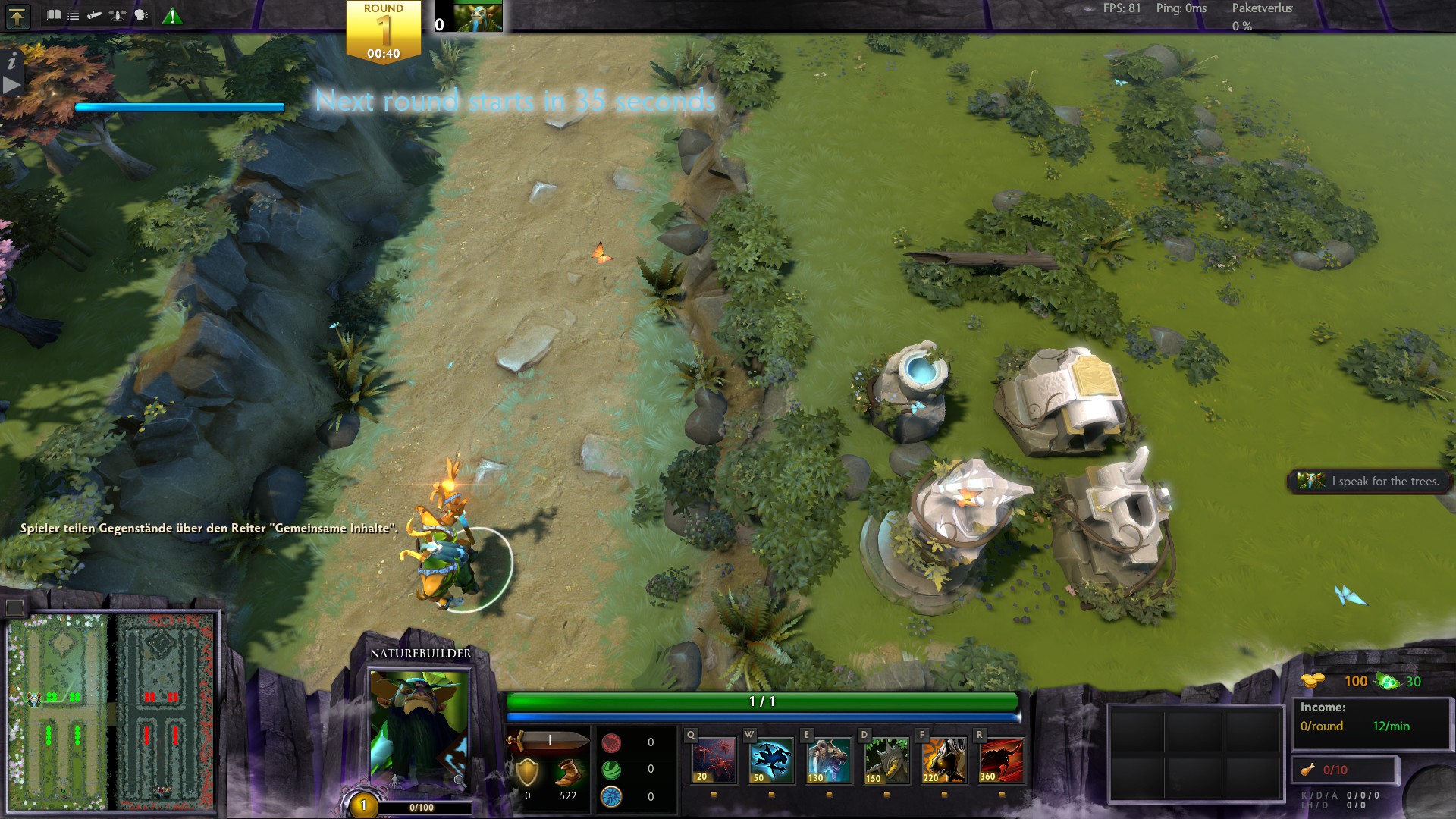 Игровой интерфейс Legion TD Reborn: строитель, поле боя и магазин юнитов